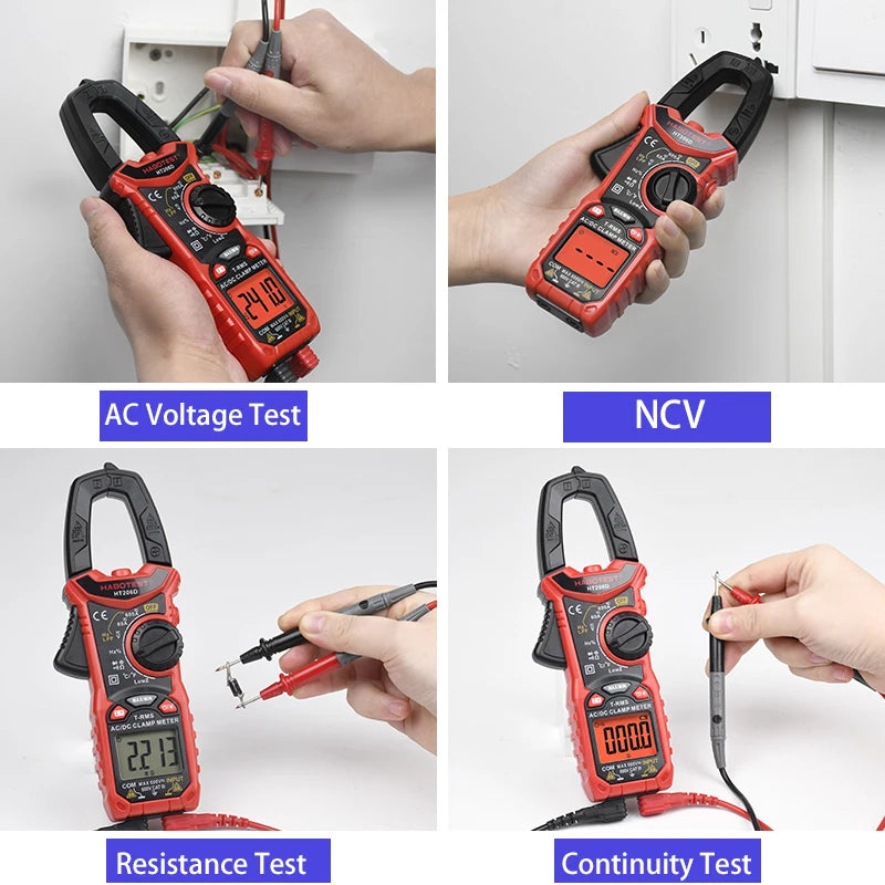 HT208 206 Digital Clamp Meter Pro 1000A 1000V AC DC Current Clamp True RMS Pliers Ammeter Voltmeter VFD REL Ohm Capacitor Tester