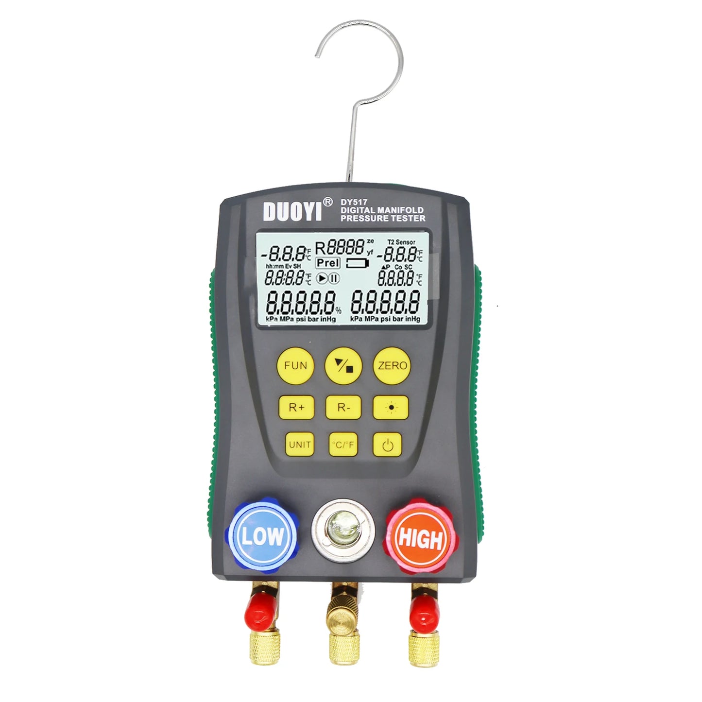 DY517 Pressure Gauge Refrigeration Digital Vacuum Pressure Manifold Tester Air Conditioning Temperature Tester Valves Tool Kit