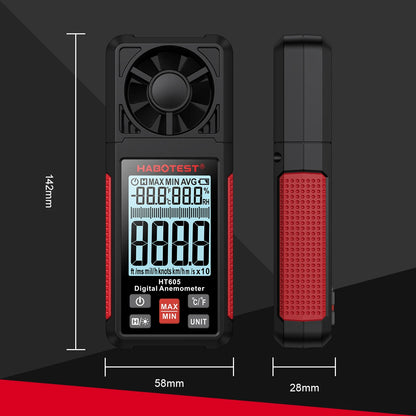 HT605 Digital Anemometer Portable Wind Speed Meter Windmeter LCD Backlight Display Temperature Humidity Meter